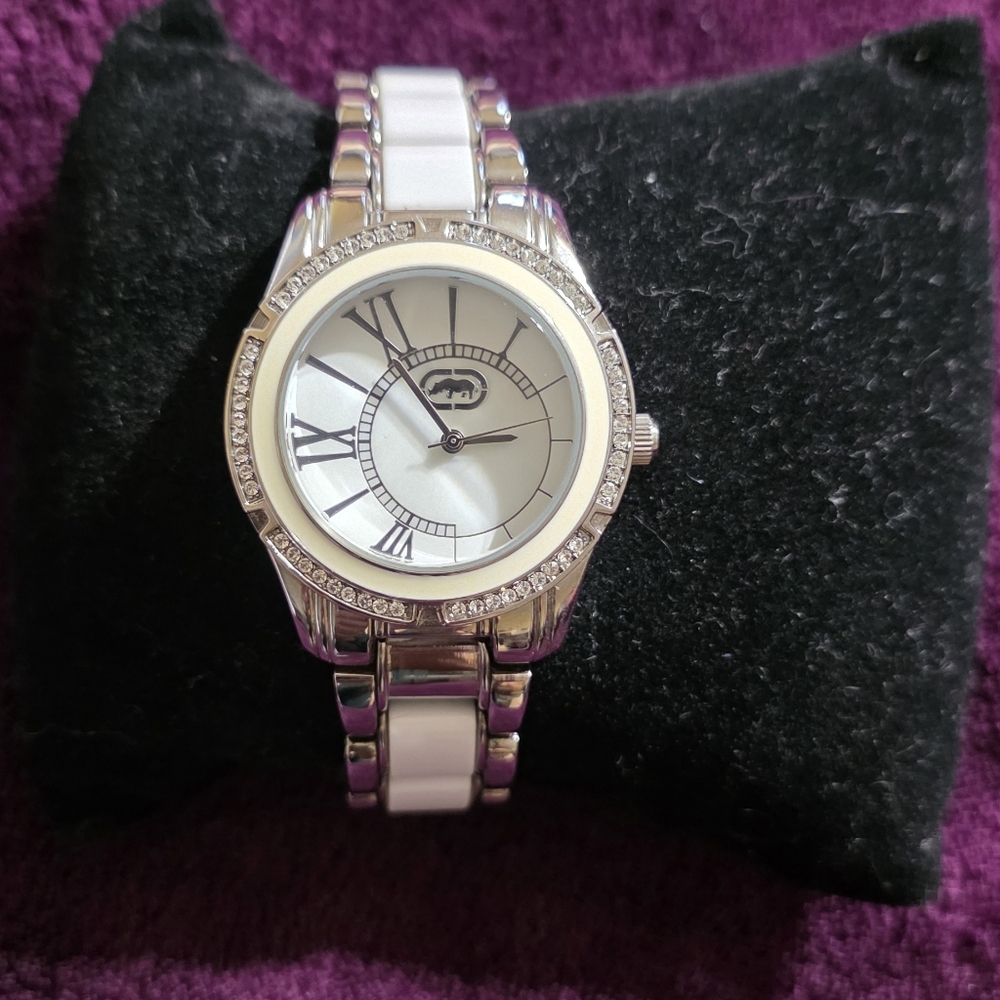 Silver & White Metal Bracelet Watch